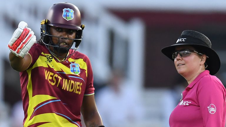 Hayley Matthews was furious after being controversially given out in West Indies' T20 World Cup loss to England at Lord's (Getty)