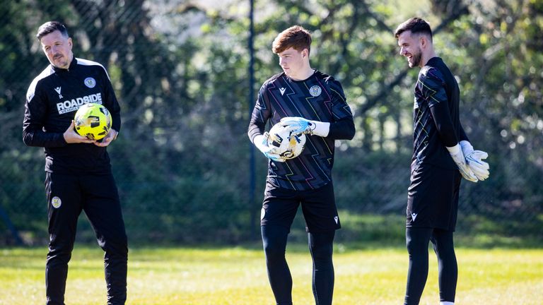 Goalkeeping coach Jamie Langfield (L) also becomes set-piece coach