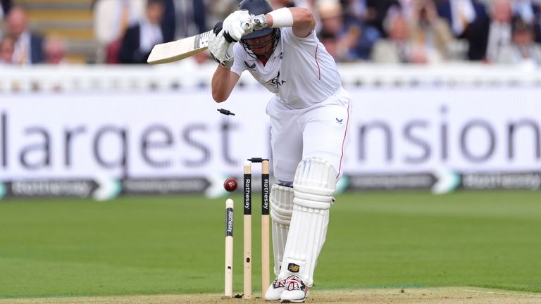 Jamie Smith was bowled by Kyle Jamieson as he offered no shot
