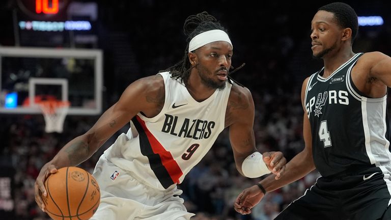 Jerami Grant (left) joined the Trail Blazers in 2022 from the Detriot Pistons