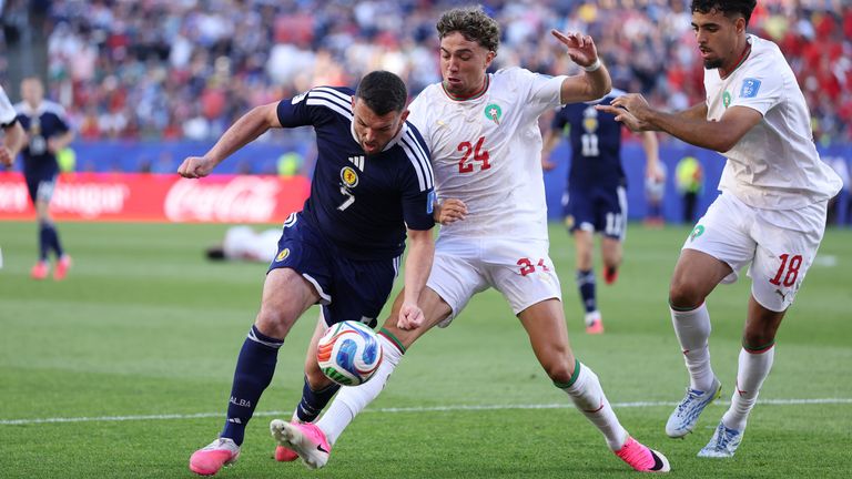 John McGinn in action for Scotland against Morocco at the 2026 World Cup