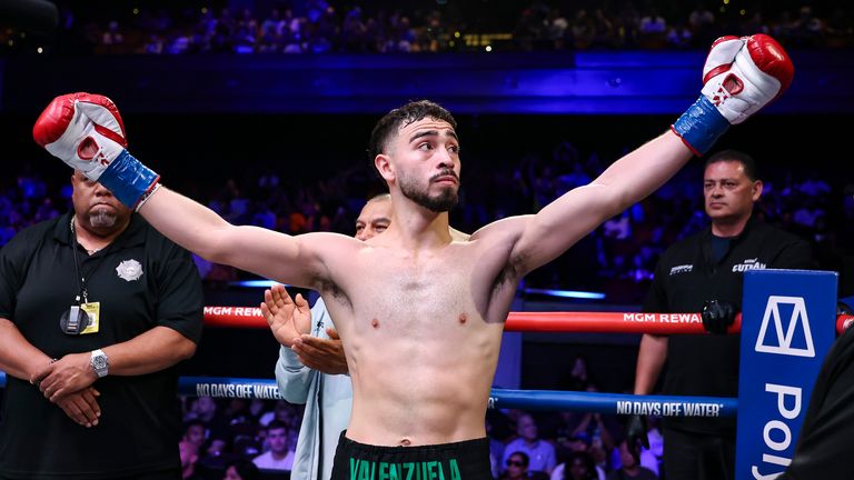LAS VEGAS, NEVADA - JUNE 28:  in a lightweight bout during the Zuffa Boxing 8 event at The Chelsea at The Cosmopolitan on June 28, 2026 in Las Vegas, Nevada. (Photo by Ed Mulholland/Zuffa Boxing)