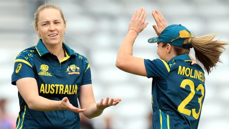 Kim Garth celebrates wicket during Australia win over Bangladesh at T20 World Cup