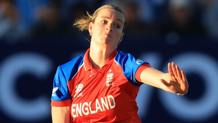 England's Lauren Bell bowls during the 2026 ICC Women's T20 World Cup (PA Images)