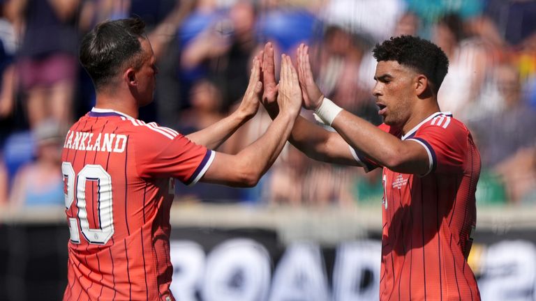 Laurence Shankland and Chey Adams led the line in Scotland's 4-0 friendly win in New Jersey