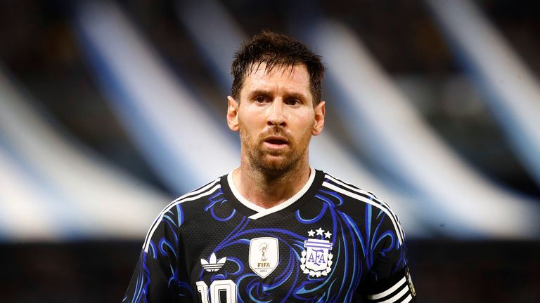 Lionel Messi in action for Argentina against Zambia in preparation for the defence of the World Cup
