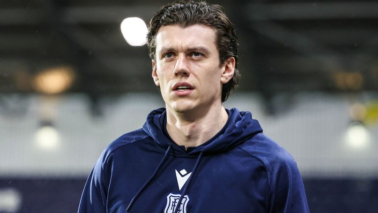 FALKIRK, SCOTLAND - FEBRUARY 11: Dundee's Jon McCracken ahead of a William Hill Premiership match between Falkirk and Dundee at the Falkirk Stadium, on February 11, 2026, in Falkirk, Scotland. (Photo by Ross Parker / SNS Group)