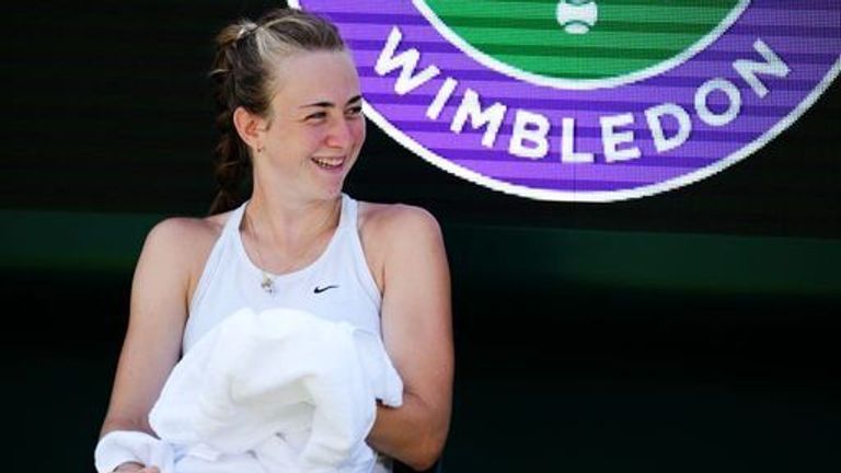 Mika Stojsavljevic of Great Britain during a practice session at the All England Lawn Tennis and Croquet Club, London, ahead of the 2026 Wim