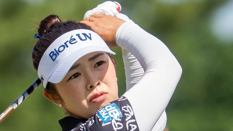 BELMONT, MI - JUNE 21: Miyu Yamashita of Japan tee's off during the final round of the LPGA Meijer LPGA Classic 