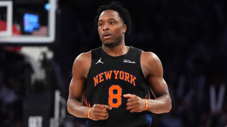 New York Knicks forward OG Anunoby in action during Game 2 of the Eastern Conference Finals (AP Photo/Frank Franklin II)