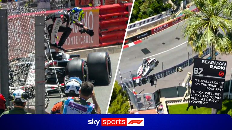 Oliver Bearman brought out the red flag during third practice after this slam into the wall.