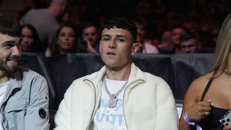 Manchester City forward Phil Foden was ringside to watch Eddie Hall take on Tommy Fury in Manchester