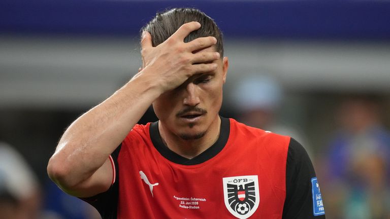 Austria's Marcel Sabitzer during the FIFA World Cup 2026 Group J match against Argentina