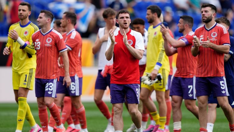 Scotland's players applaud the fans after the international friendly win over Bolivia