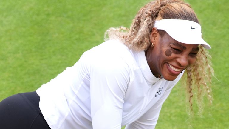 Serena Williams was practising at Queen's Club on Sunday ahead of her shock return