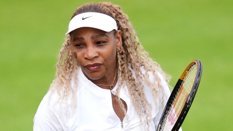 Serena Williams of the USA at The Queen's Club, London. Picture date: Sunday June 7, 2026.