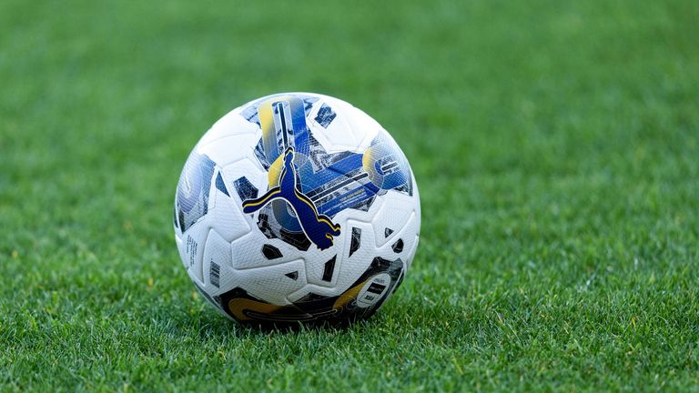DUNDEE, SCOTLAND - APRIL 17: The Official SPFL Match Ball during a cinch Premiership match between Dundee and Rangers at the Scot Foam Stadium at Dens Park, on April 17, 2024, in Dundee, Scotland. (Photo by Craig Foy / SNS Group)