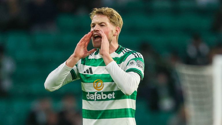 GLASGOW, SCOTLAND - FEBRUARY 01: Celtic's Stephen Welsh during a William Hill Premiership match between Celtic and Falkirk at Celtic Park, on February 01, 2026, in Glasgow, Scotland. (Photo by Craig Foy / SNS Group)