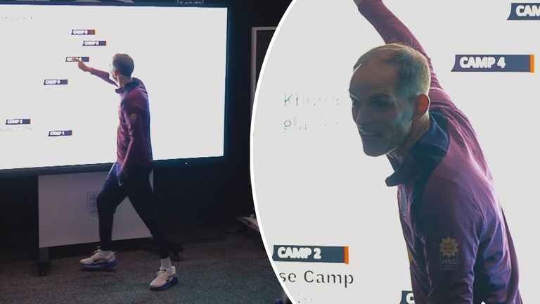 From the Building the Dream: Lift-Off documentary from England Youtube channel we get to see Thomas Tuchel's powerful and inspiring speech to the players ahead of the World Cup. Credit: England Youtube. 