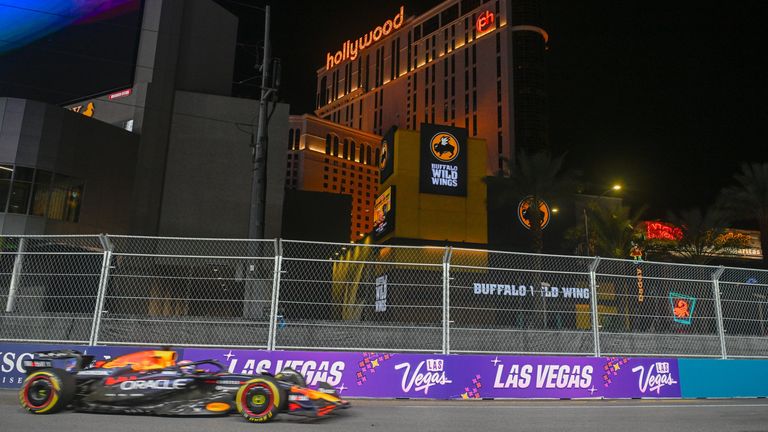 Max Verstappen during the Formula 1 Las Vegas Grand Prix (Photo by Ken Murray/Icon Sportswire) (Icon Sportswire via AP Images)