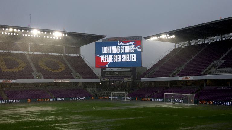 The pitch in Orlando was soaked before England vs Costa Rica by a lightning storm 