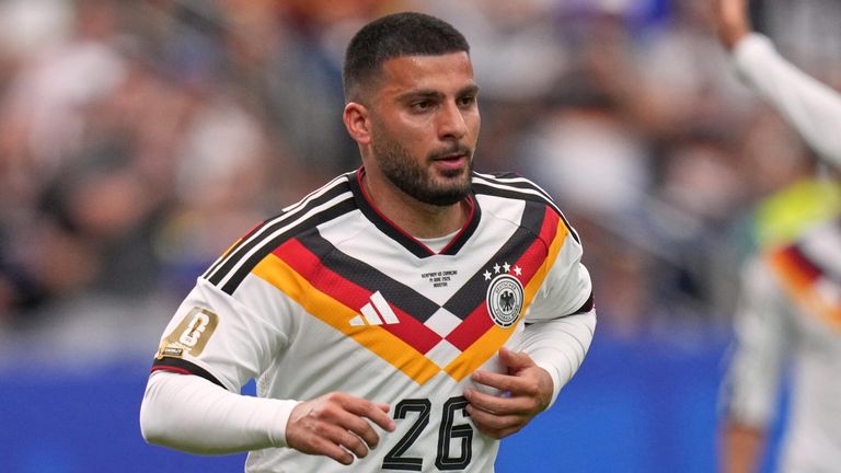 Deniz Undav wheels away to celebrates after giving Germany a 6-1 lead against Curacao