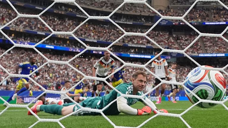 Manuel Neuer is beaten by Livano Comenencia's deflected strike