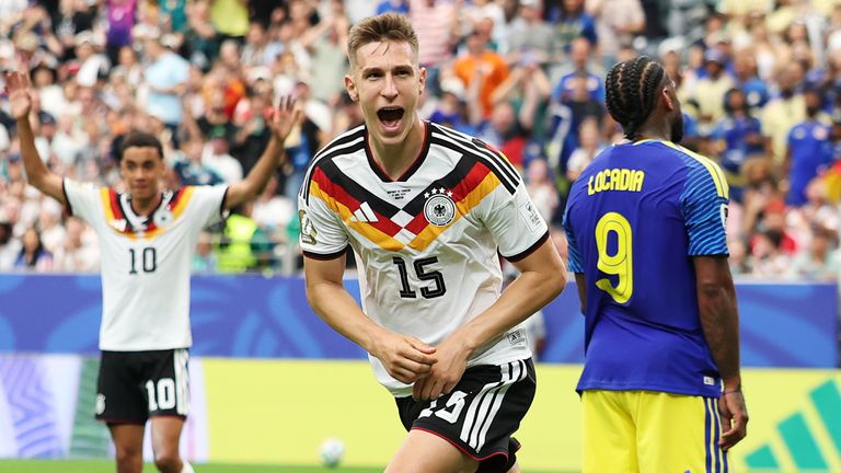 Nico Schlotterbeck celebrates after restoring Germany's lead against Curacao