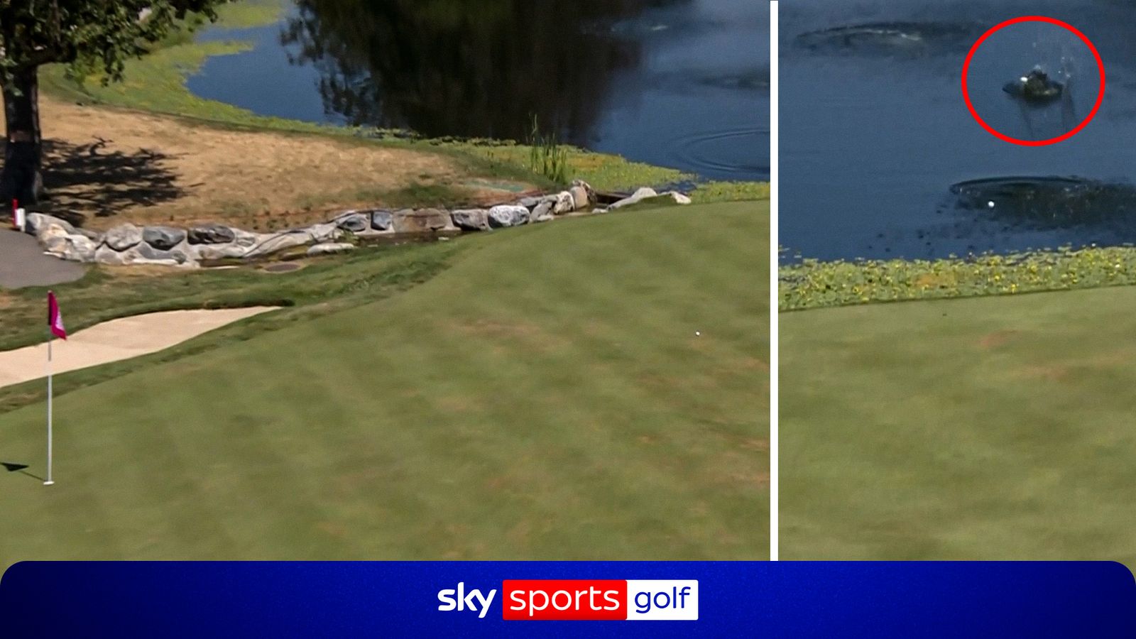 Amundi Evian Championship: Mi Hyang Lee hits unbelievable golf shot as the ball SKIMS off the water