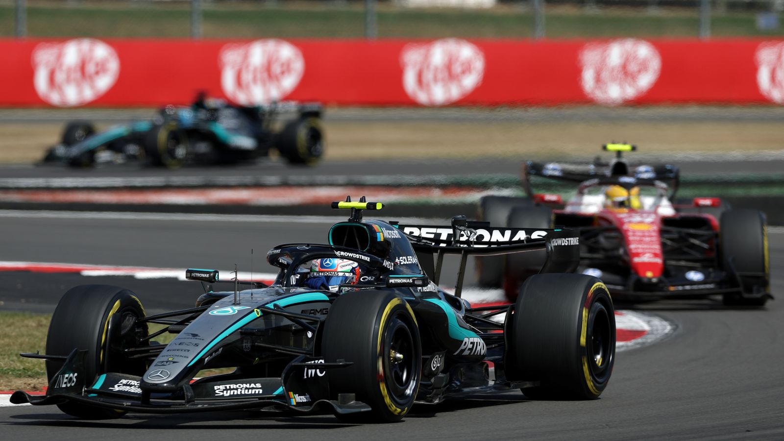 Kimi Antonelli and Lewis Hamilton during the British Grand Prix weekend