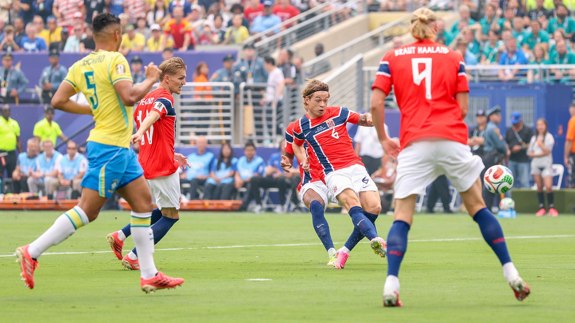 Norway have early goal ruled out for offside against Brazil LIVE!