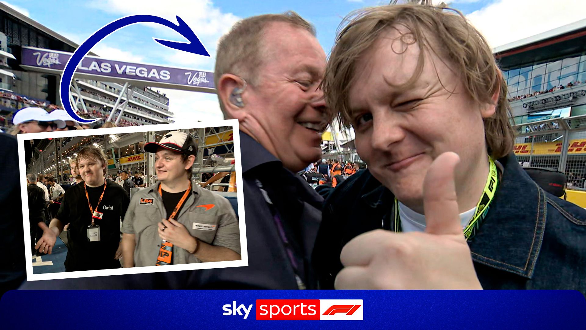 Brundle and Lewis Capaldi reunite with 'man hug' after viral handshake swerve!