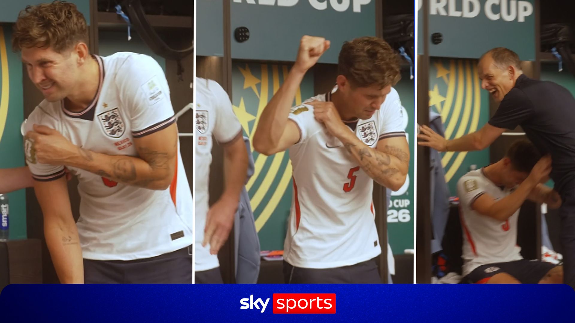 Stones pranks Tuchel with fake injury in dressing room celebration! 🕺