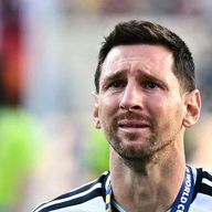 Messi cries during the trophy ceremony at the end of the World Cup final