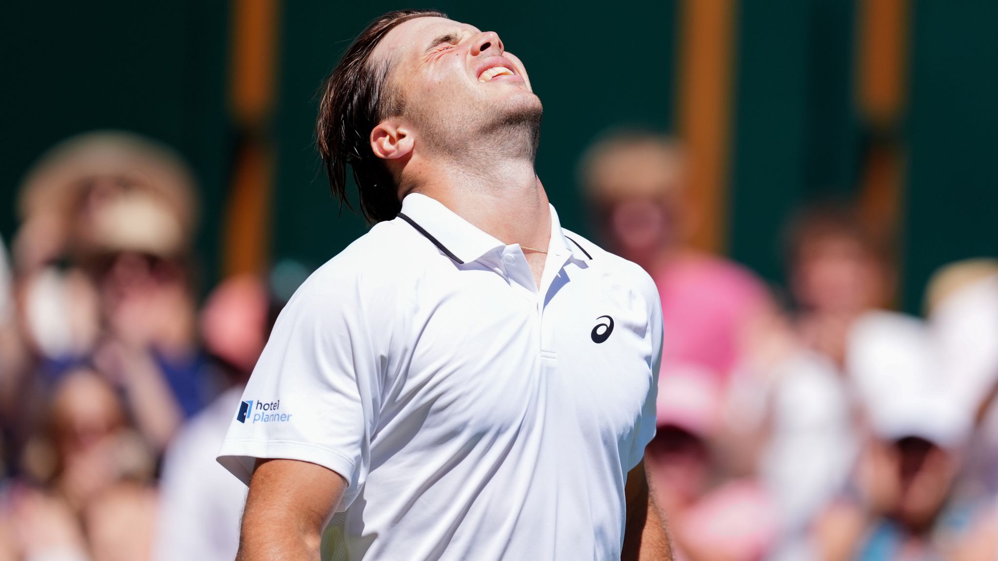 Arthur Fery of Great Britain celebrates victory following his Gentlemen's Singles match against Otto Virtanen of Finland on day four of the