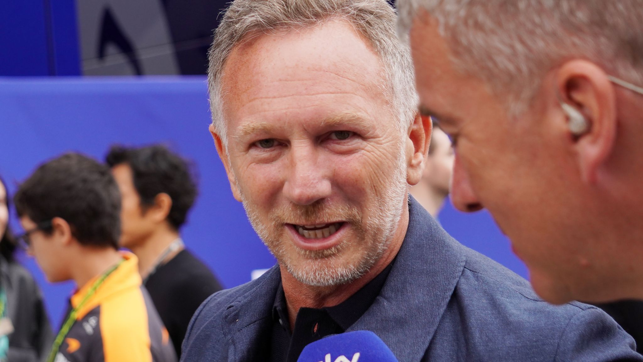 Christian Horner speaking after returning to the Silverstone paddock