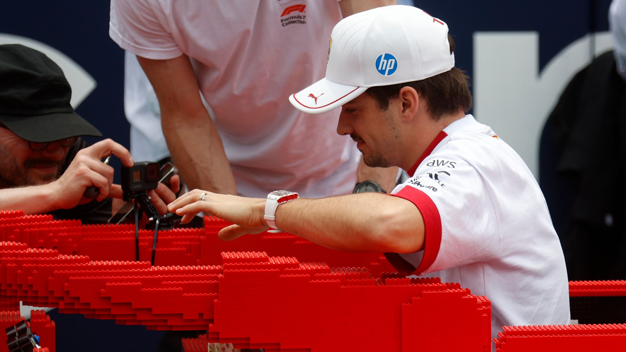 Charles Leclerc sits in his Lego car for the drivers parade prior to the 2025 Miami GP (Photo by Jeff Robinson/Icon Sportswire)