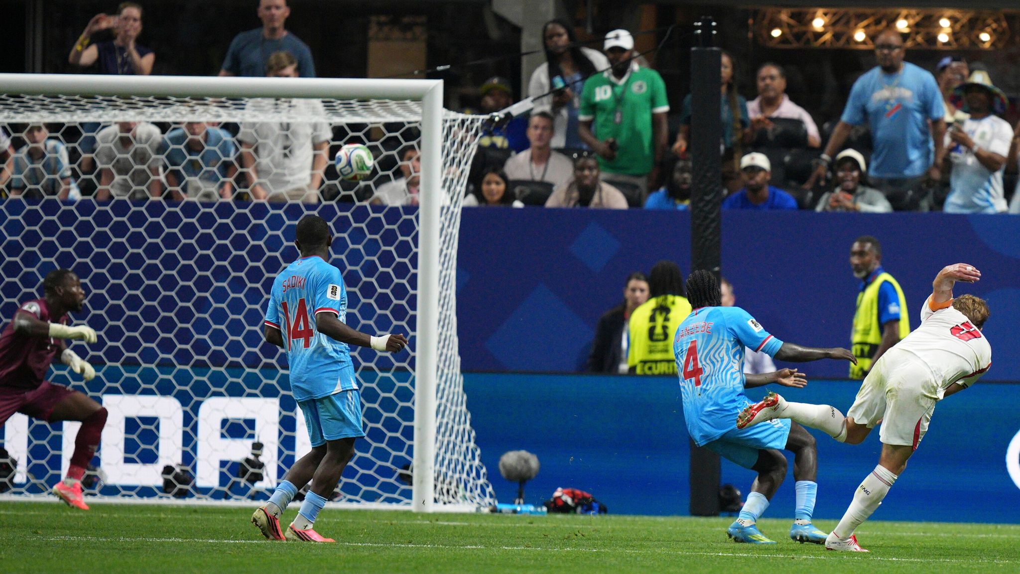 Harry Kane scores England's winner late in the game (AP Photo/Jacob Kupferman)