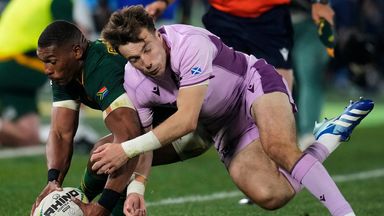 Scotland scored two tries in two minutes to get within seven points of South Africa with 10 minutes to play before the Springboks struck the final blow