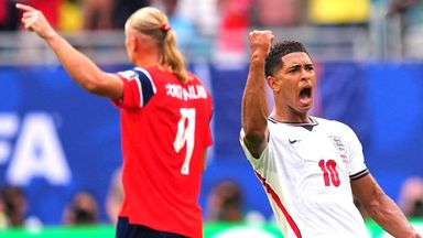 Jude Bellingham celebrates as England go on to beat Erling Haaland's Norway at the World Cup