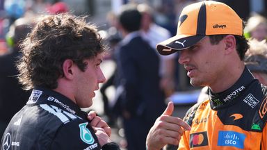 Kimi Antonelli and Lando Norris (AP Photo/Darko Vojinovic)