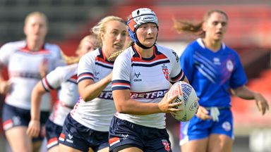 Isabel Rowe runs with the ball as England women won their mid-season international against France