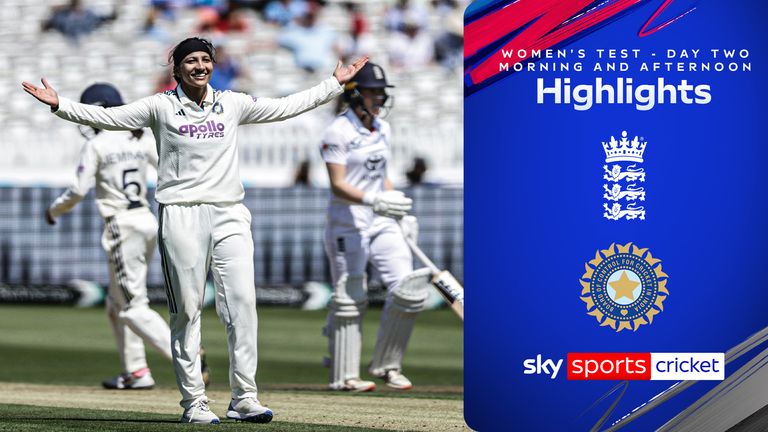 Highlights of the morning and afternoon sessions on day two of the Women's Test between England and India. 