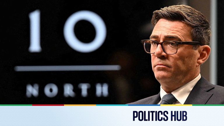Britain's Prime Minister Andy Burnham attends an interview with BBC journalist Laura Kuenssberg at No 10 North at Heron Housein Manchester