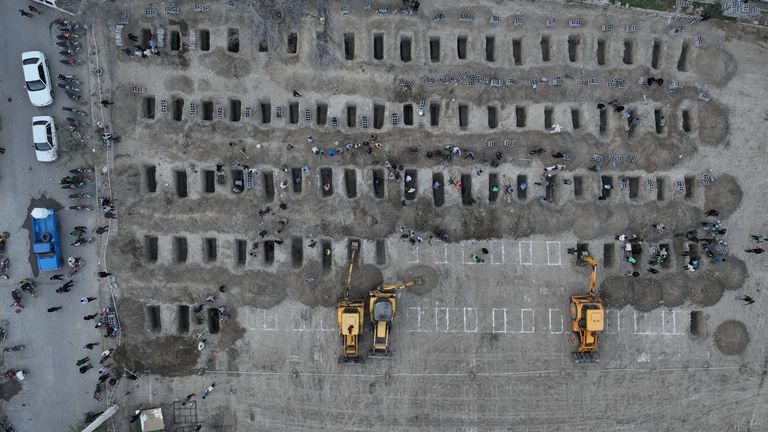 March 2026: Graves being prepared for the victims of a reported strike on a school in Minab. Pic: Reuters