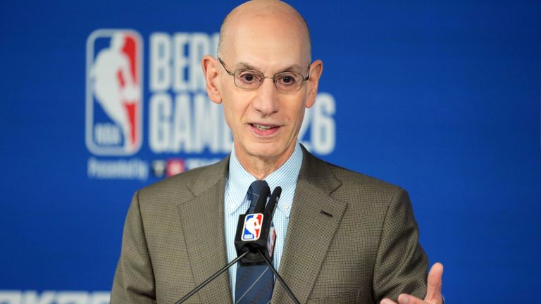 Adam Silver speaks to the media ahead of the NBA Berlin Game in January 2026 (Soeren Stache/picture-alliance/dpa/AP Images)
