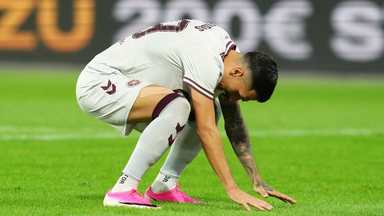 Alexandros Kyziridis missed a brilliant chance to equalise for Hearts