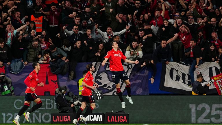 Osasuna's Ante Budimir celebrates after scoring against Real Madrid earlier this year