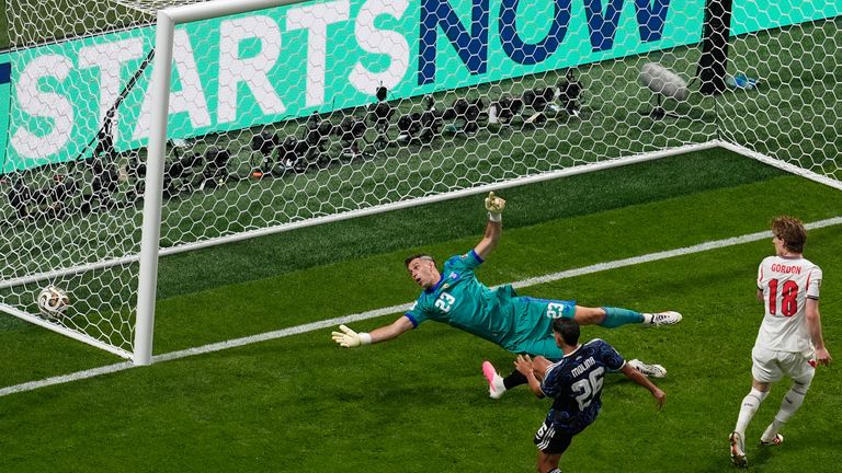 Anthony Gordon gives England the lead against Argentina in Atlanta (AP Photo/Mike Stewart)