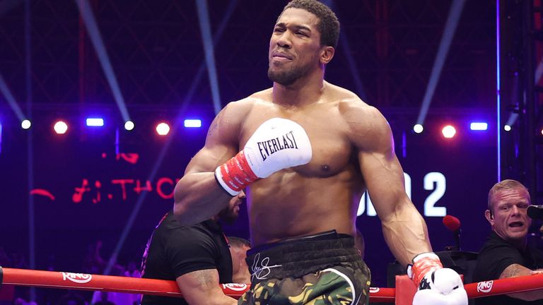 Anthony Joshua bounced back from twice being floored in the first round to knock out Kristian Prenga in the second
